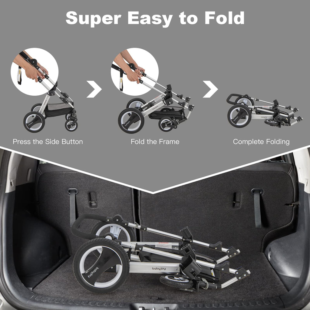 2-in-1 Convertible Bassinet Reclining Stroller H480