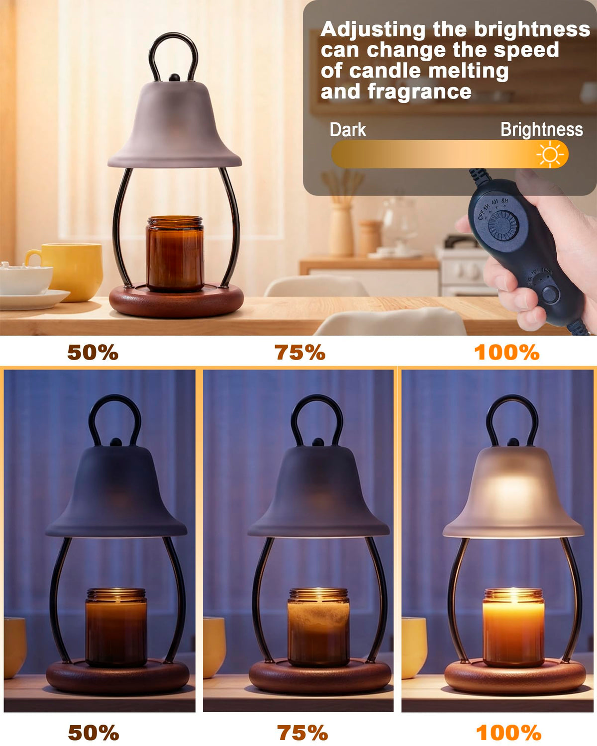 Black Dimmable Candle Warmer Lamp with Timer F7772
