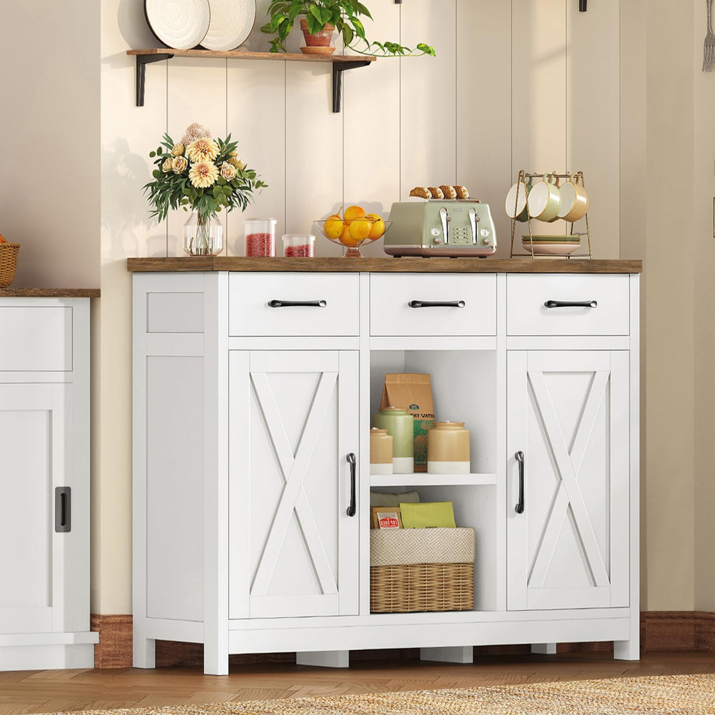 White Storage Cabinet with 3 Drawers and 2 Doors P387377