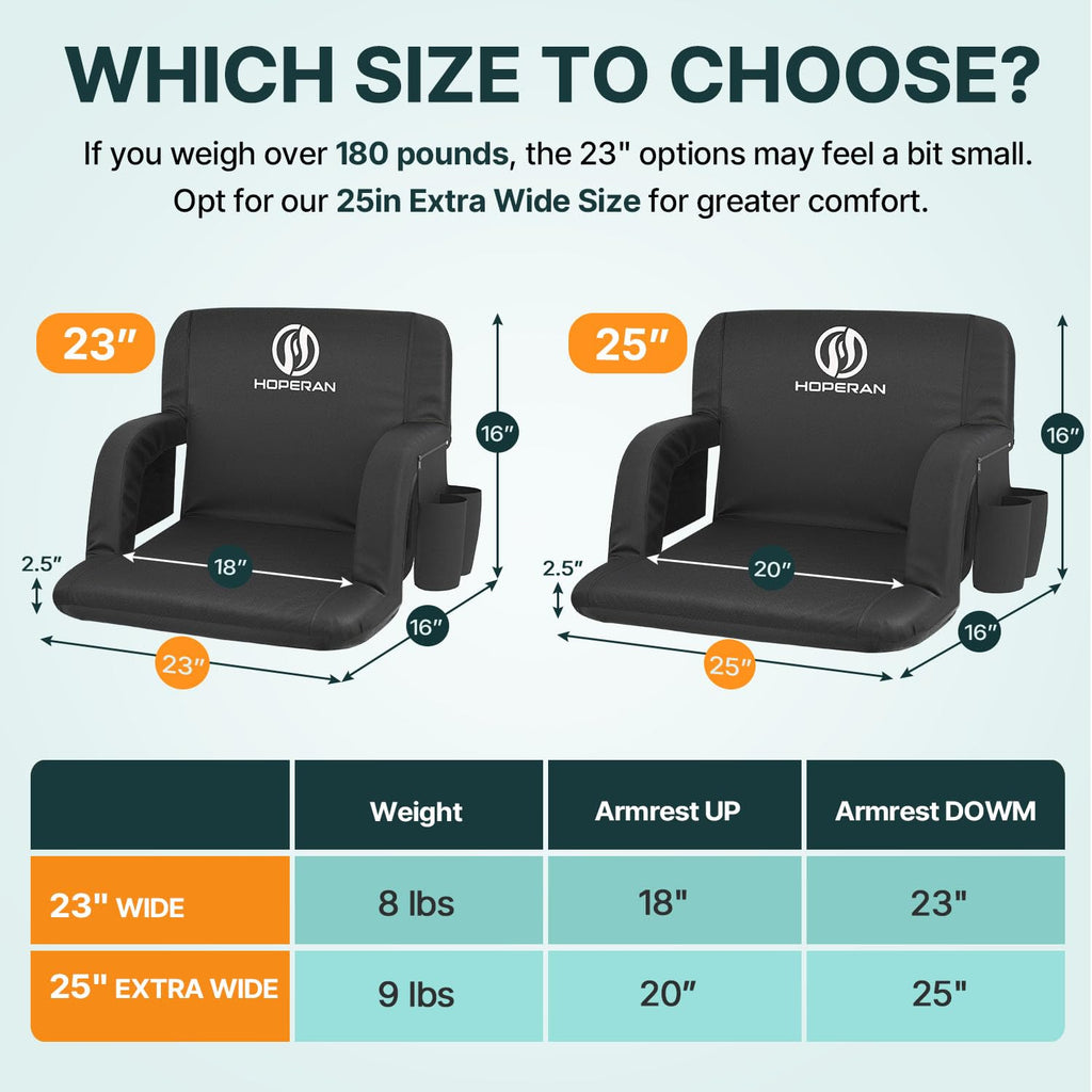 25in Stadium Seats for Bleachers with Back Support, Extra Wide, 1PC M24660