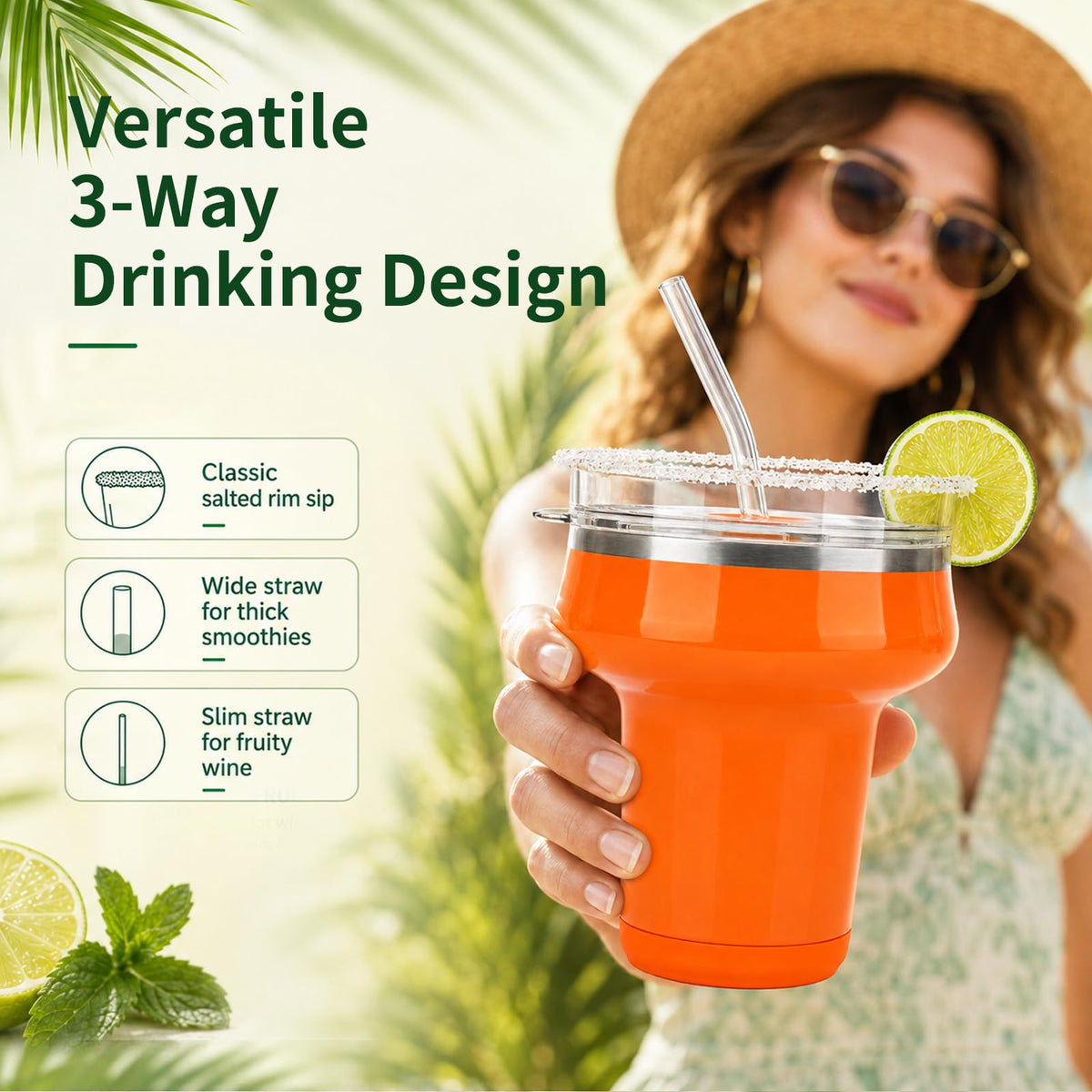 16oz Insulated Tumbler with Lid & Straws N755475