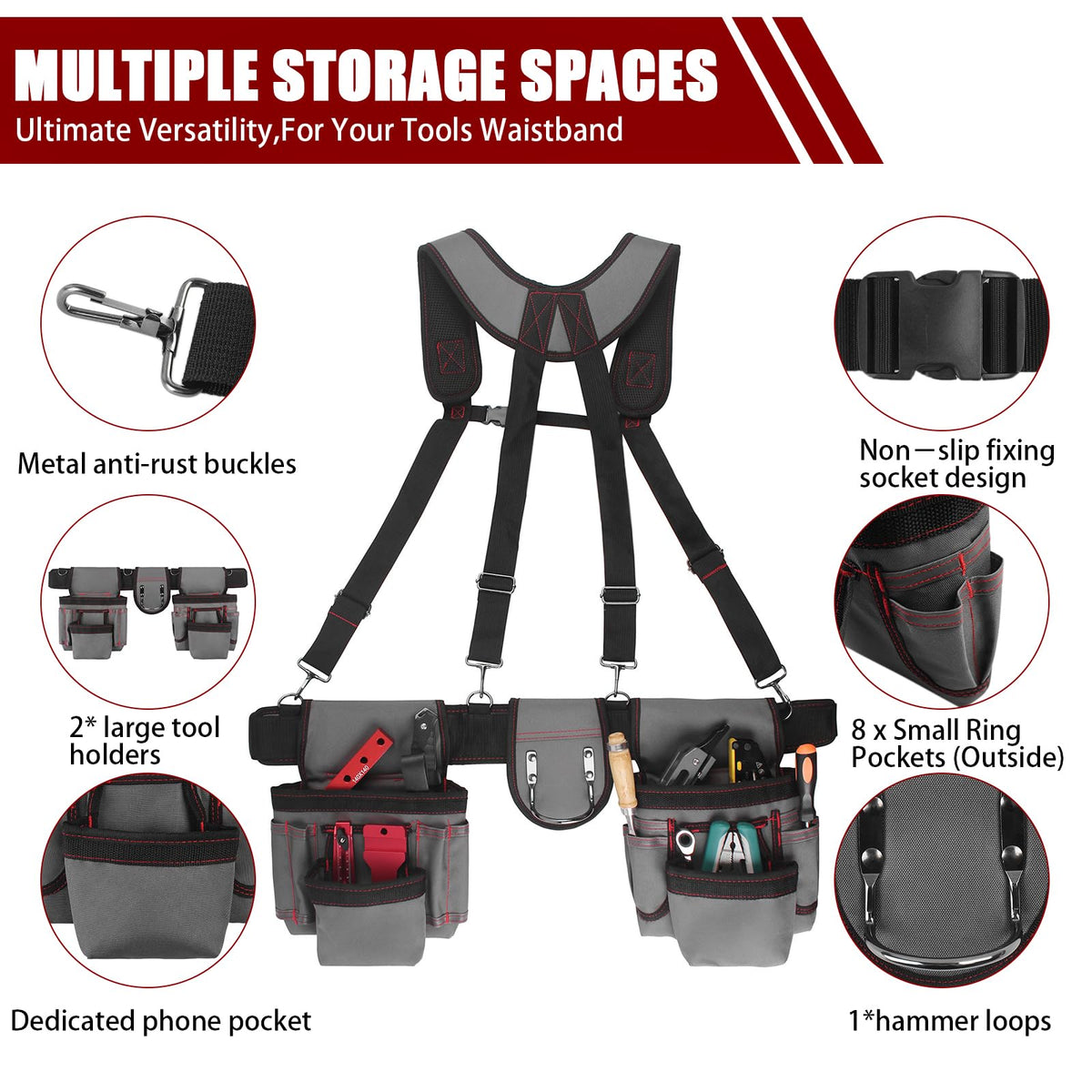 Heavy Duty 22 Pockets Adjustable Tool Belt T894706
