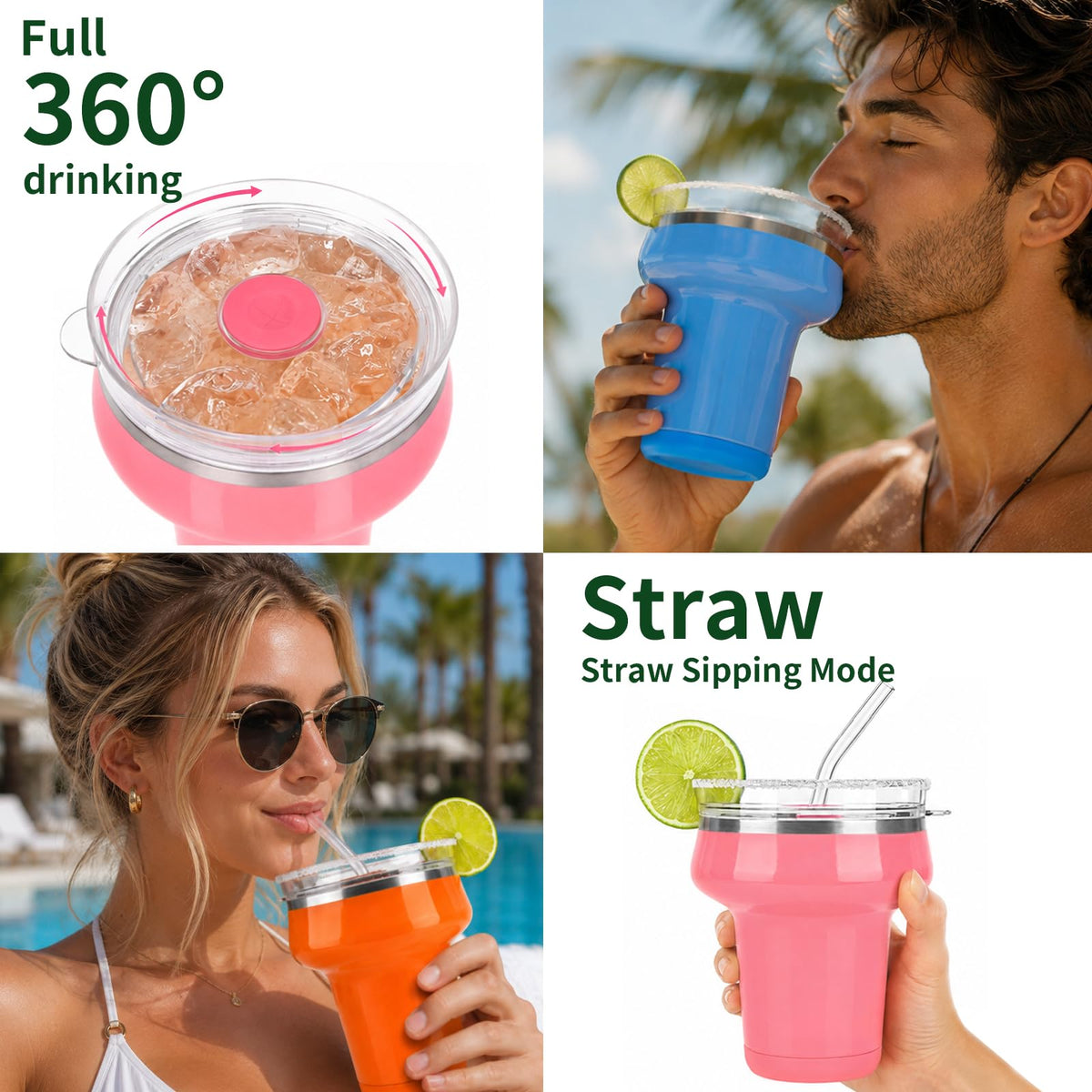 16oz Insulated Tumbler with Lid & Straws N755475