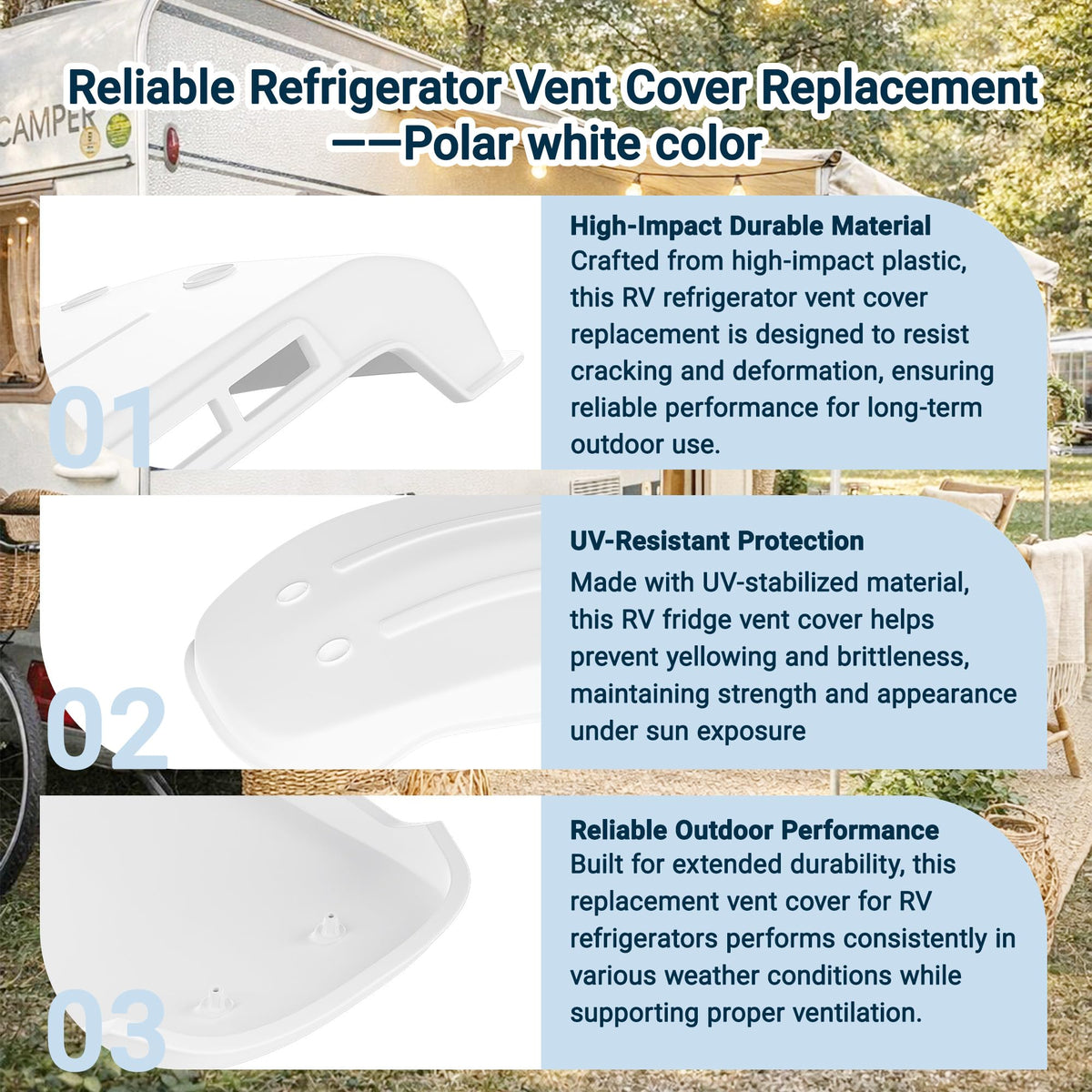 White RV Refrigerator Vent Cover Replacement V769916
