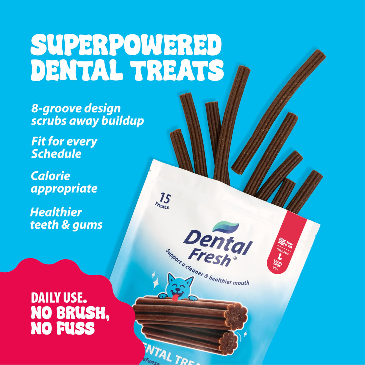15 Ct Dental Treat Sticks for Large Dogs J40830