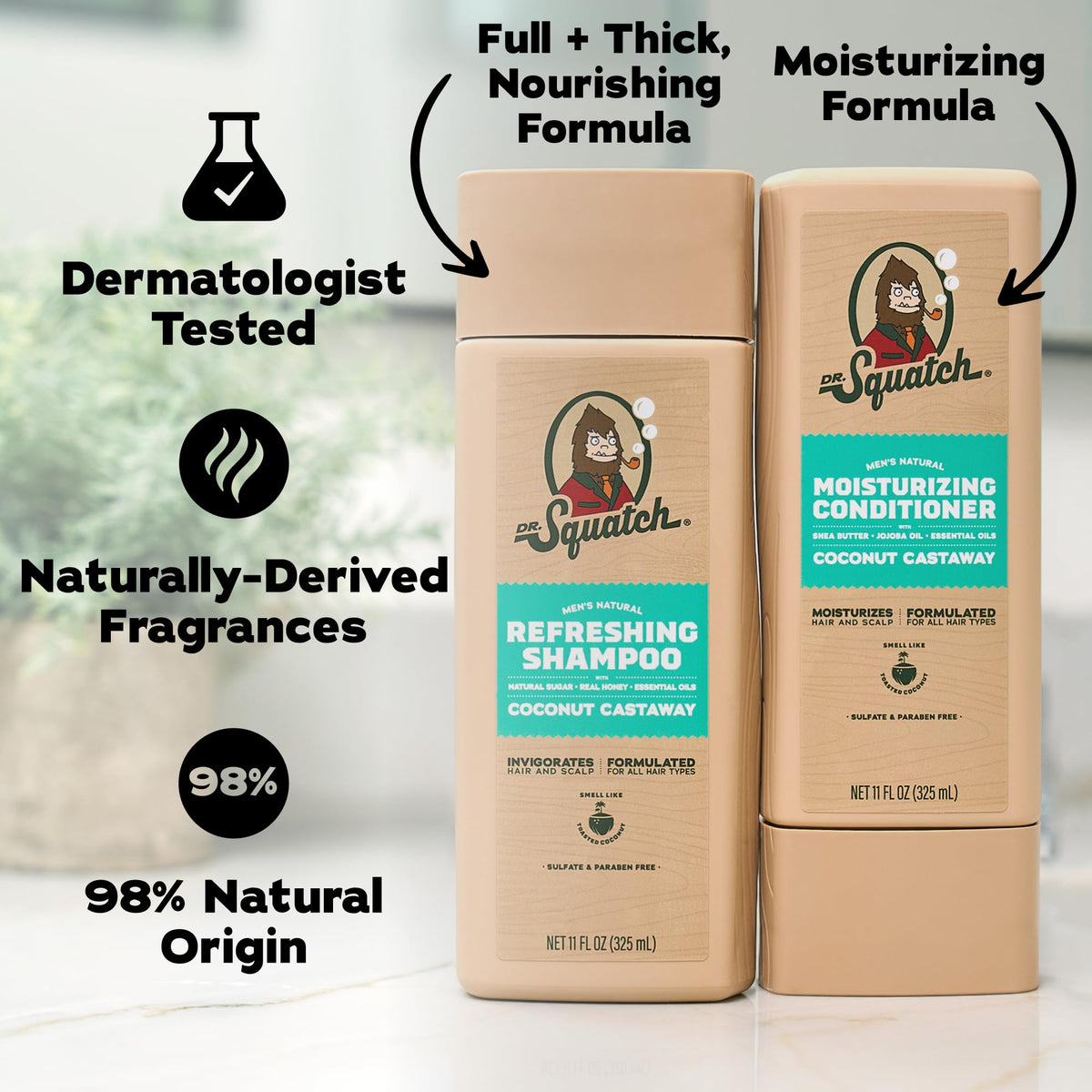 Natural Shampoo and Conditioner Set 11 fl oz 2-Pack O962