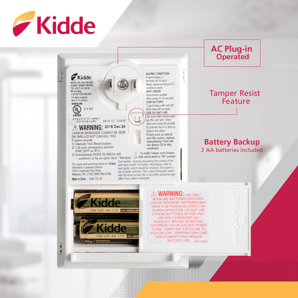 Carbon Monoxide Detector with AA Battery Backup P3684