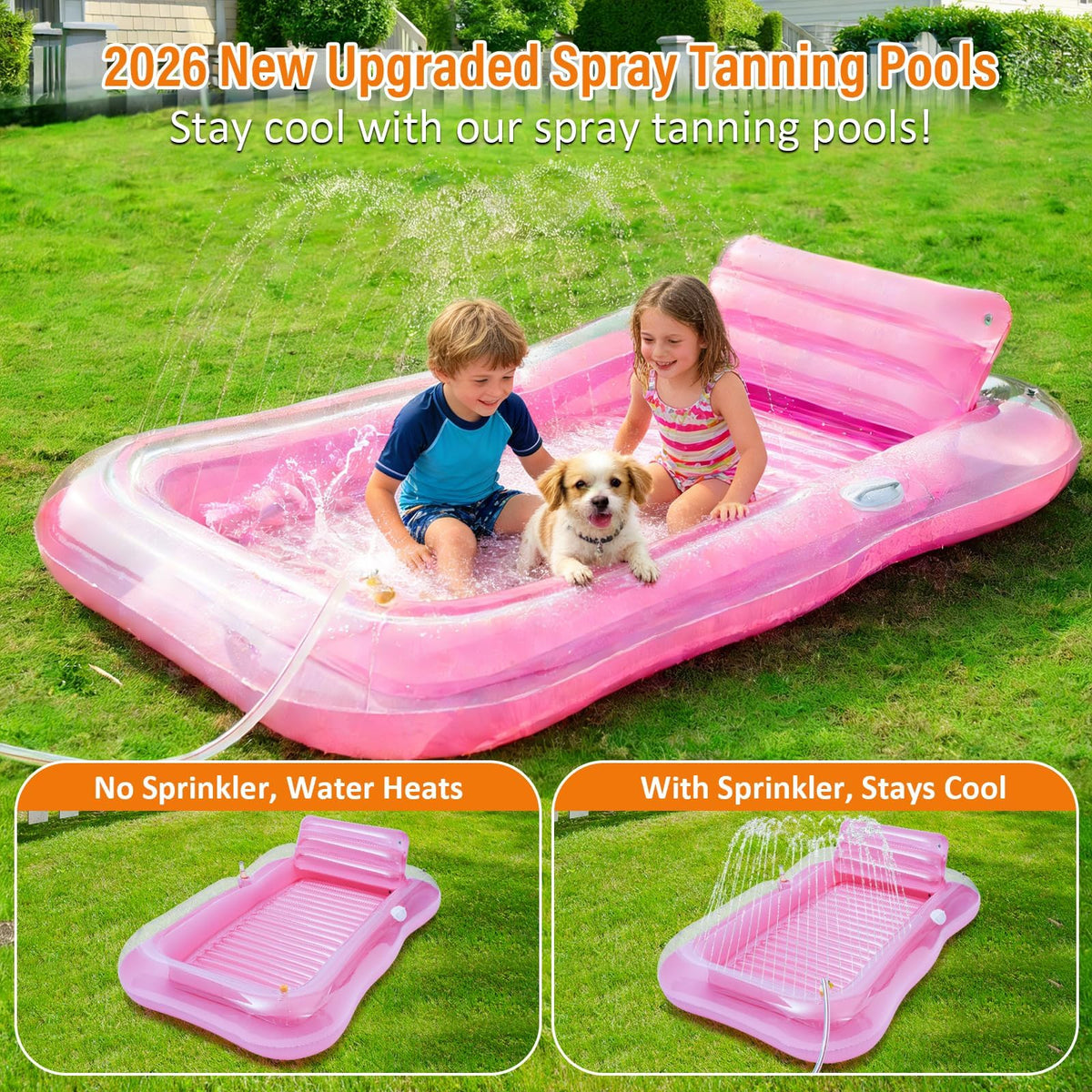 Inflatable Tanning Pool Lounger Float with Sprinkler U70131