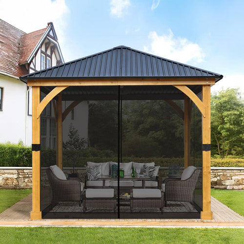10' x 10' Black Gazebo Netting Screen Replacement F3600