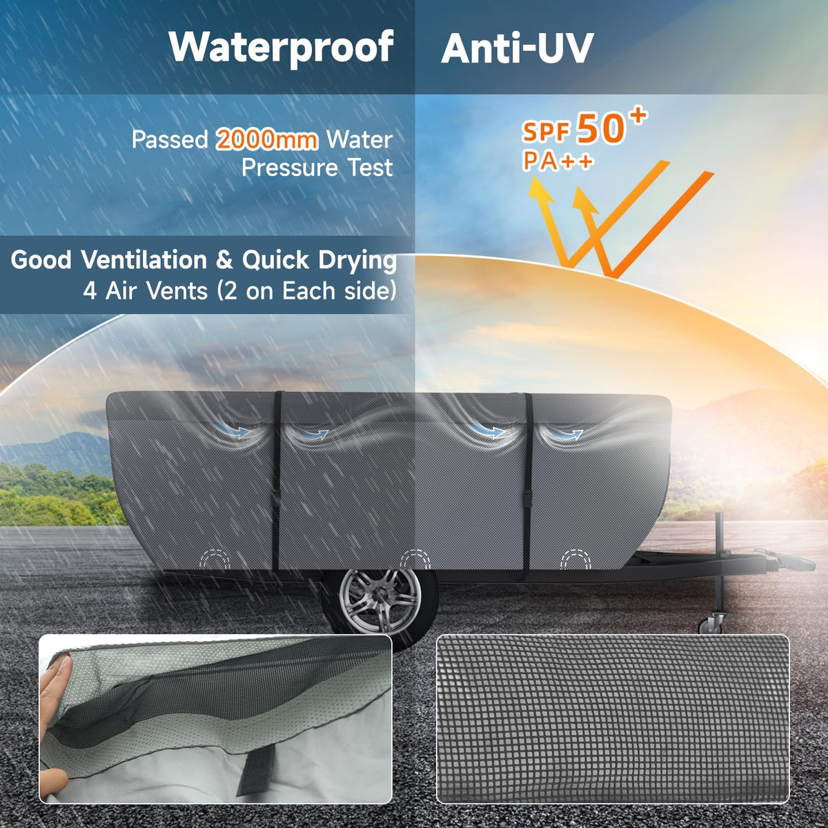 Waterproof Anti-UV Pop Up Camper Cover Fits 14'-16' Trailers P421731