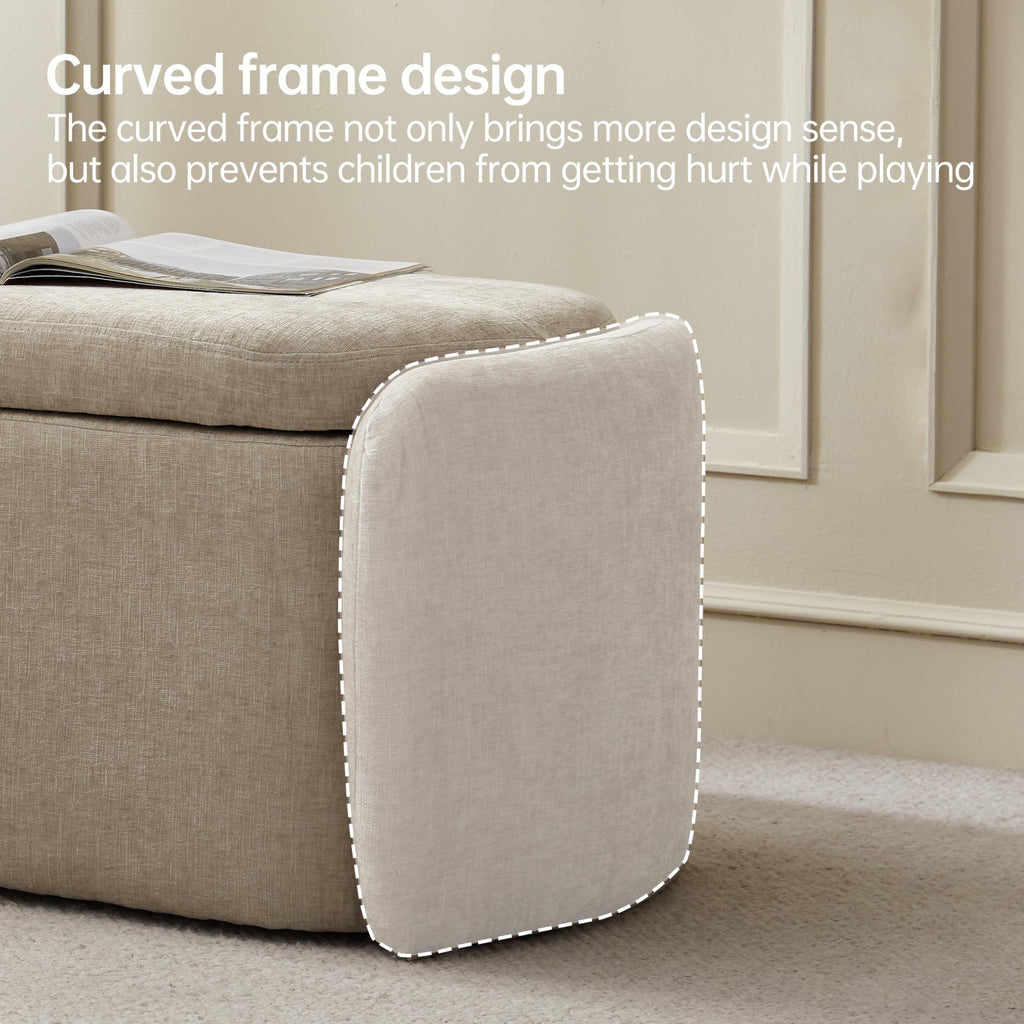 Khaki Upholstered Storage Bench V75555