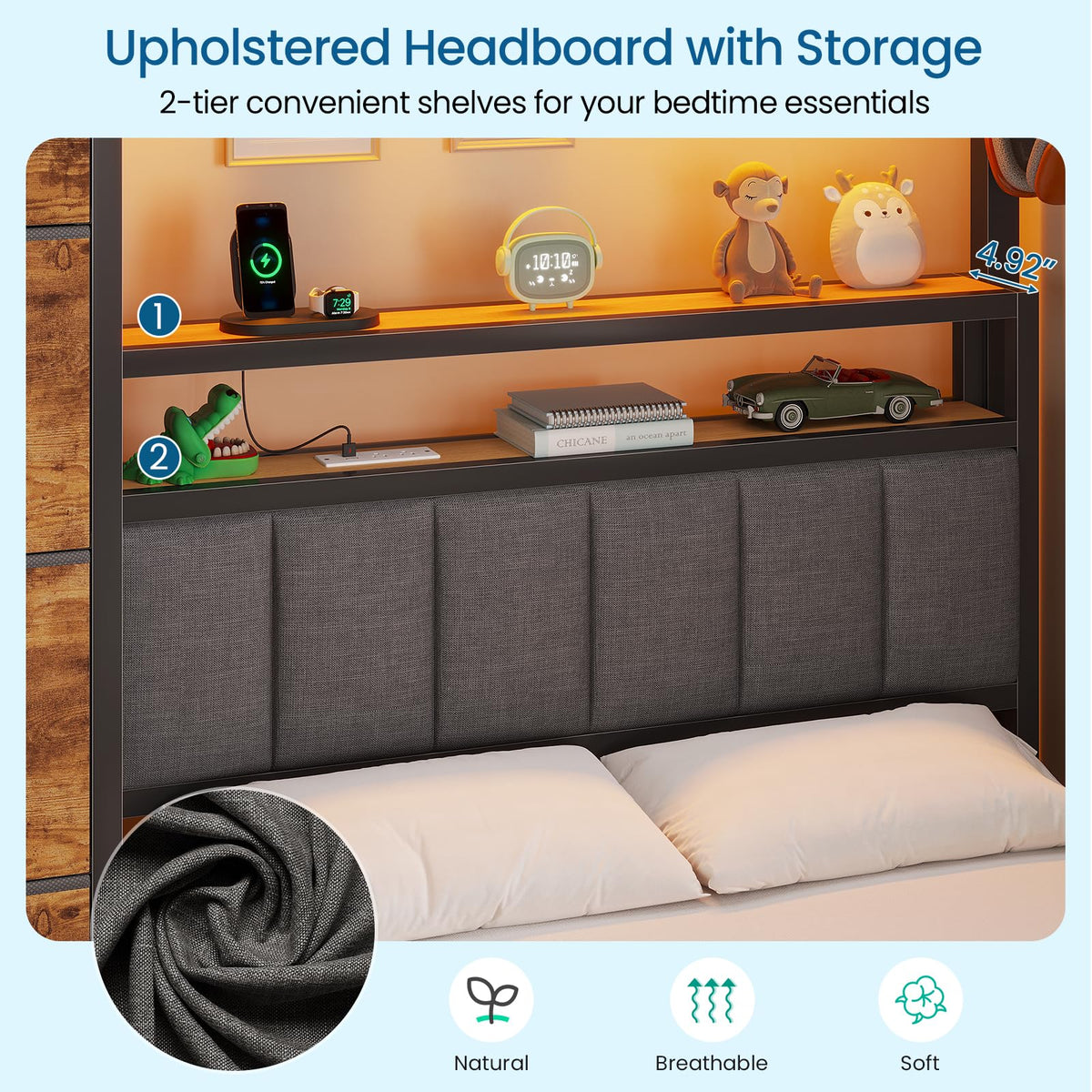 Twin Over Twin Bunk Bed with 8 Drawers and Storage Headboard G1068