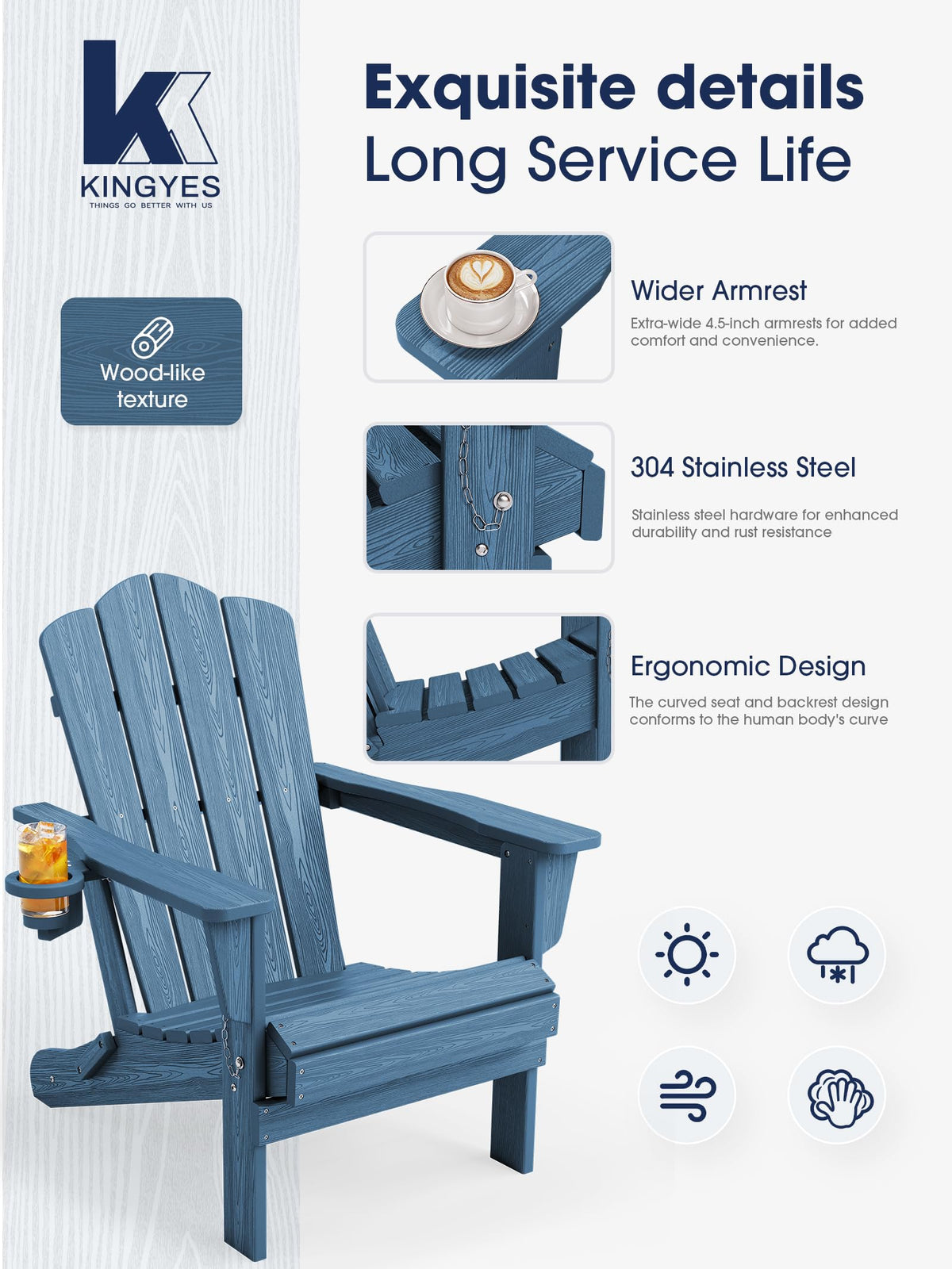 Folding Adirondack Chair Set of 2 with Cup Holder R579732