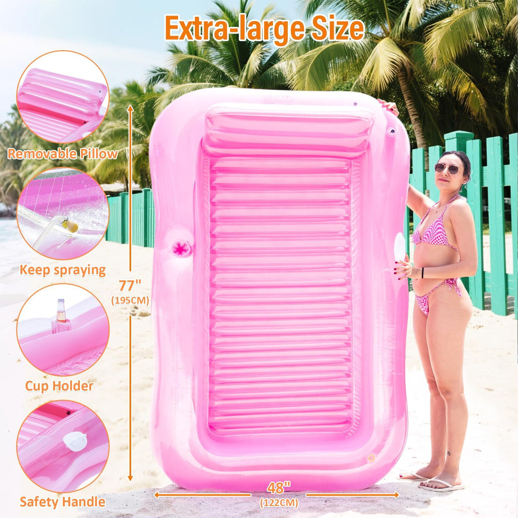 Inflatable Tanning Pool Lounger Float with Sprinkler U70131