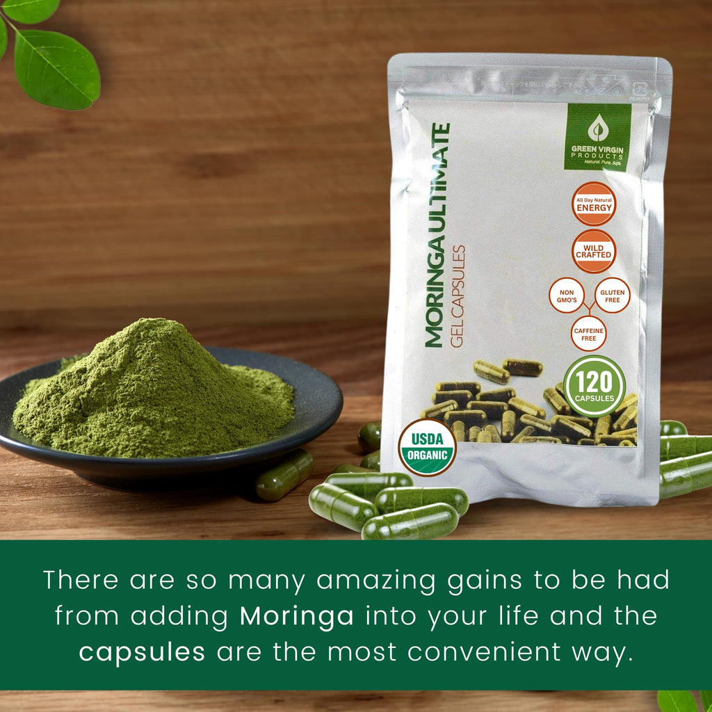 Organic Moringa Leaf Powder Vegan Capsules W28372