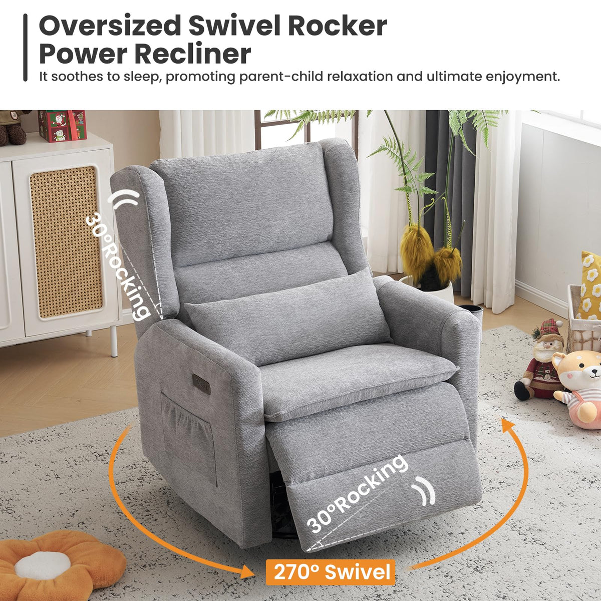 Oversized Swivel Rocker Recliner with Adjustable Headrest Z2279
