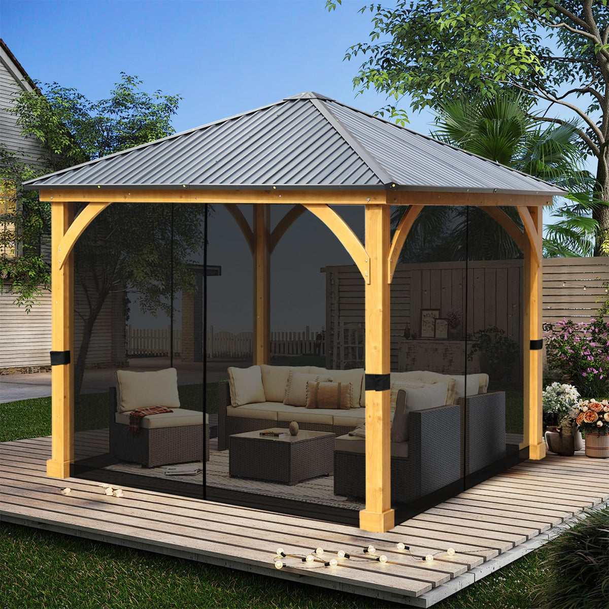 10' x 10' Black Gazebo Netting Screen Replacement F3600