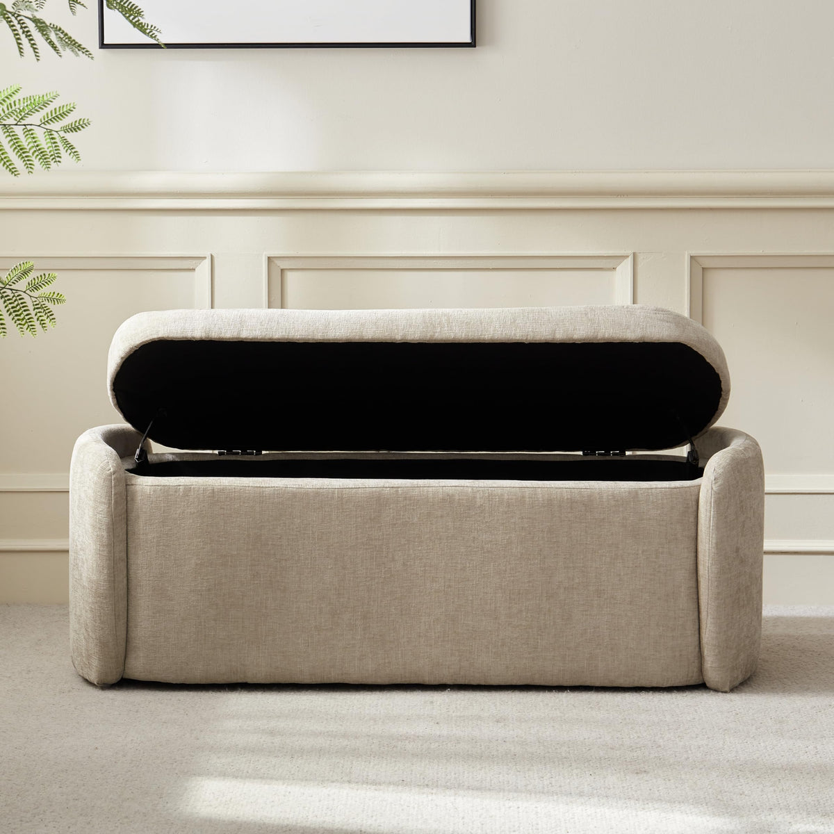 Khaki Upholstered Storage Bench V75555