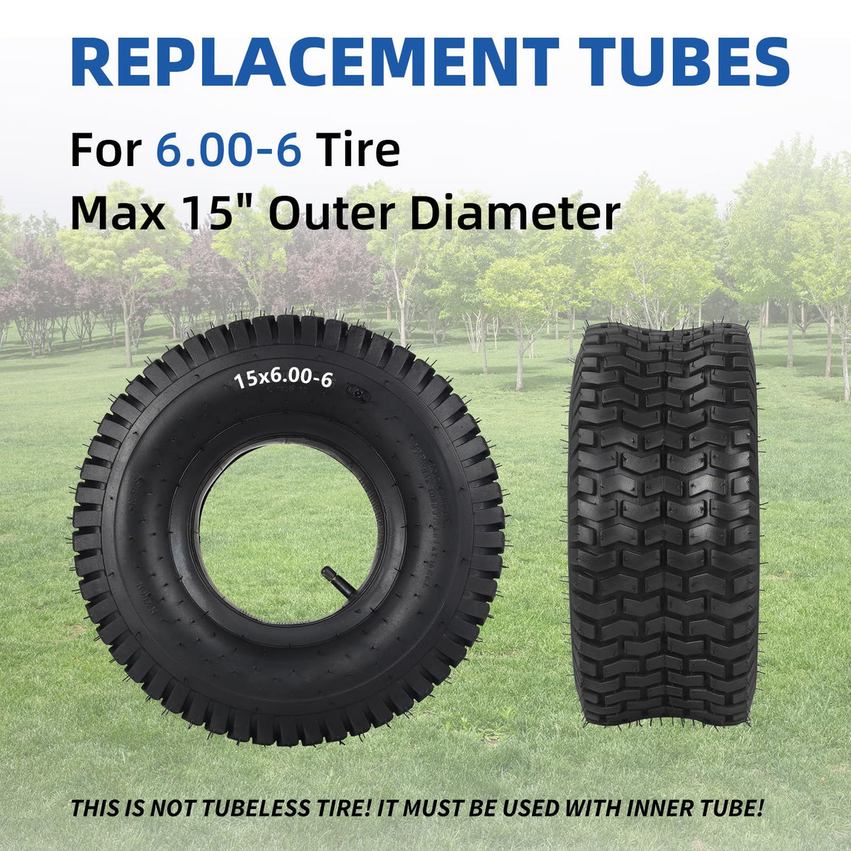 15x6.00-6 Tire and Inner Tube Set, 2 Pack H956
