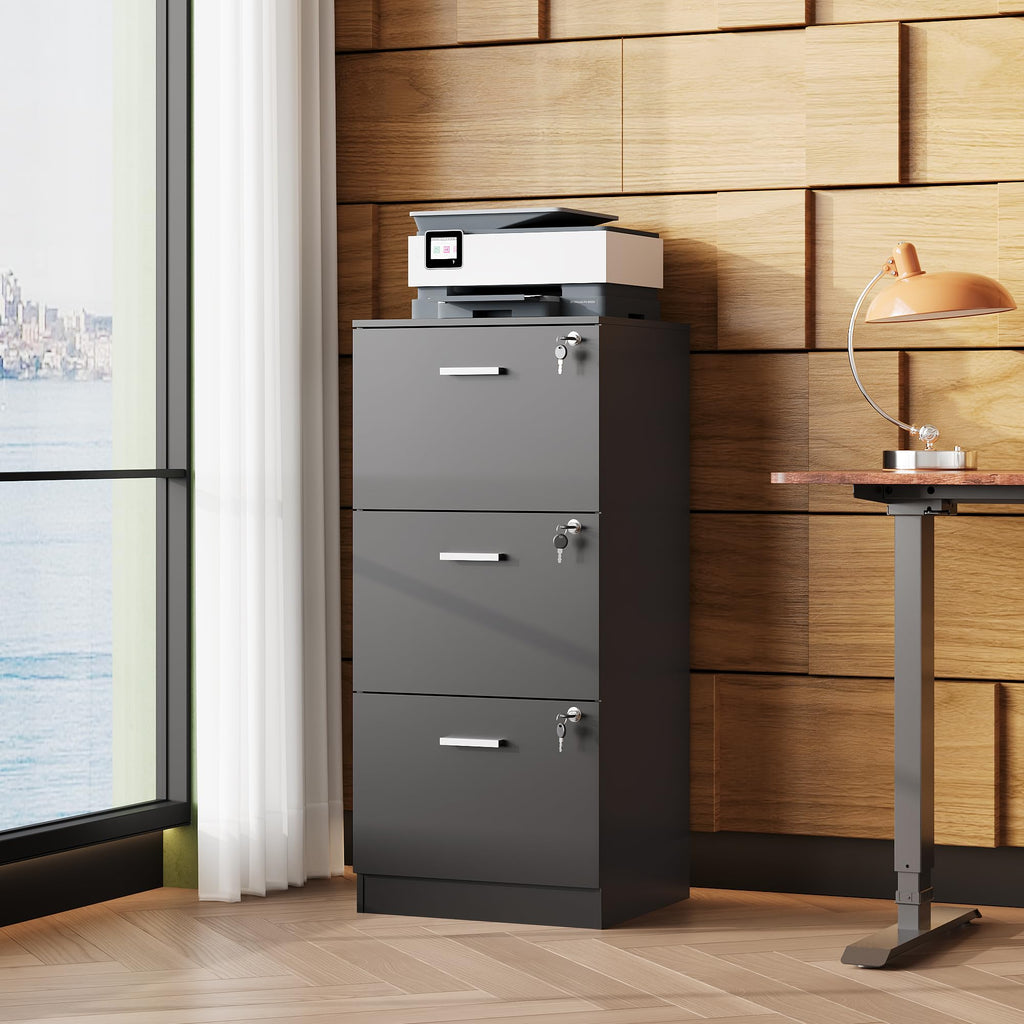 3 Drawer Wood File Cabinet with Lock V486003