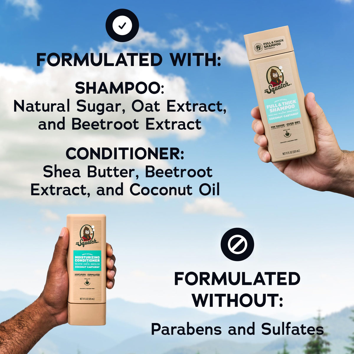 Natural Shampoo and Conditioner Set 11 fl oz 2-Pack O962
