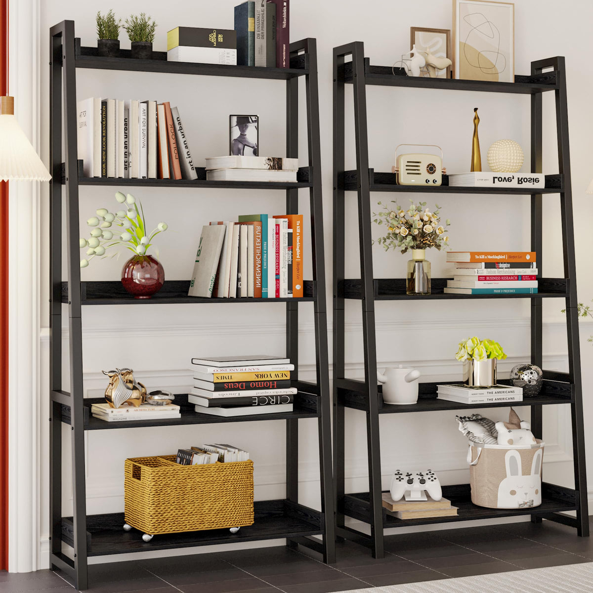 5-Tier Industrial Ladder Shelf Bookcase R1523