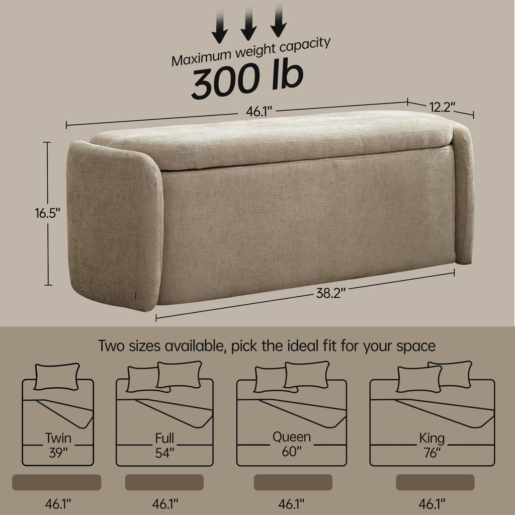 Khaki Upholstered Storage Bench V75555