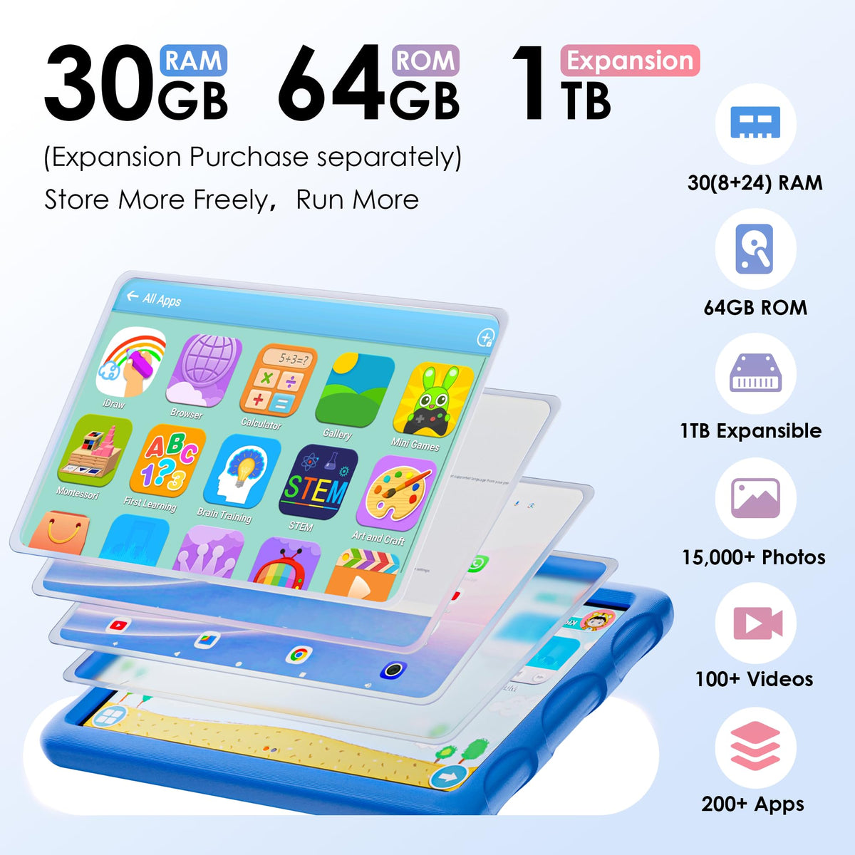 Android 15 Tablet 10.1 inch with Drop-proof Case Y492