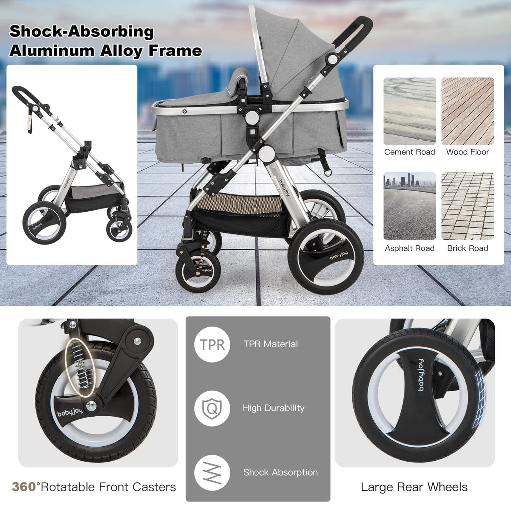 2-in-1 Convertible Bassinet Reclining Stroller H480