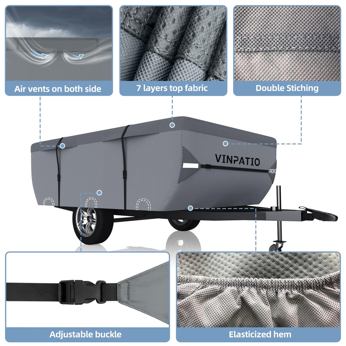 Waterproof Anti-UV Pop Up Camper Cover Fits 14'-16' Trailers P421731