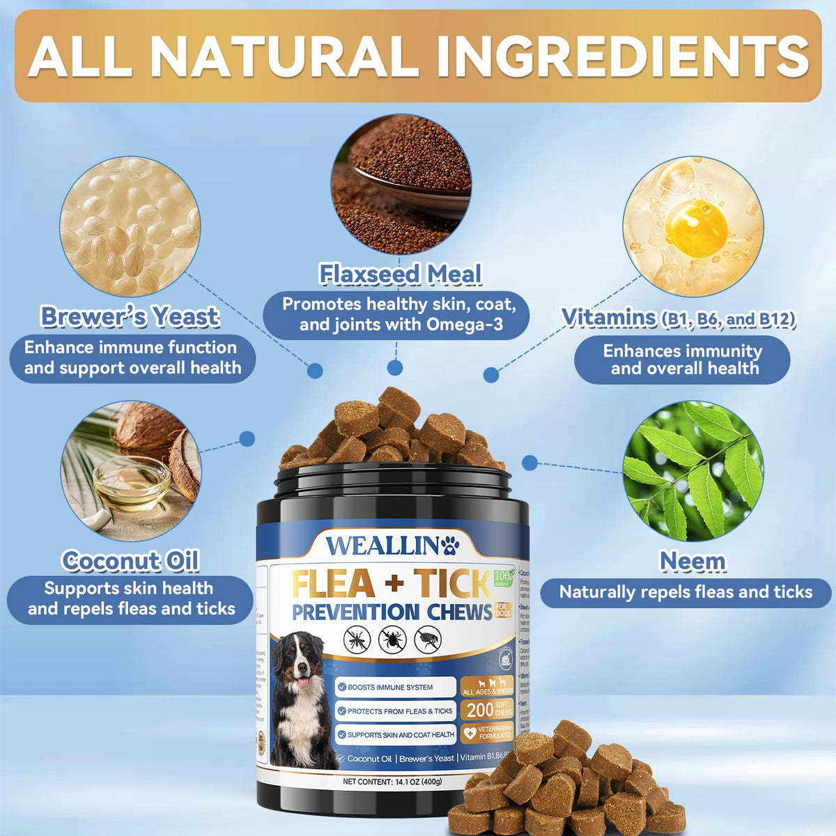 Flea and Tick Prevention for Dogs, 200 Chews T58151