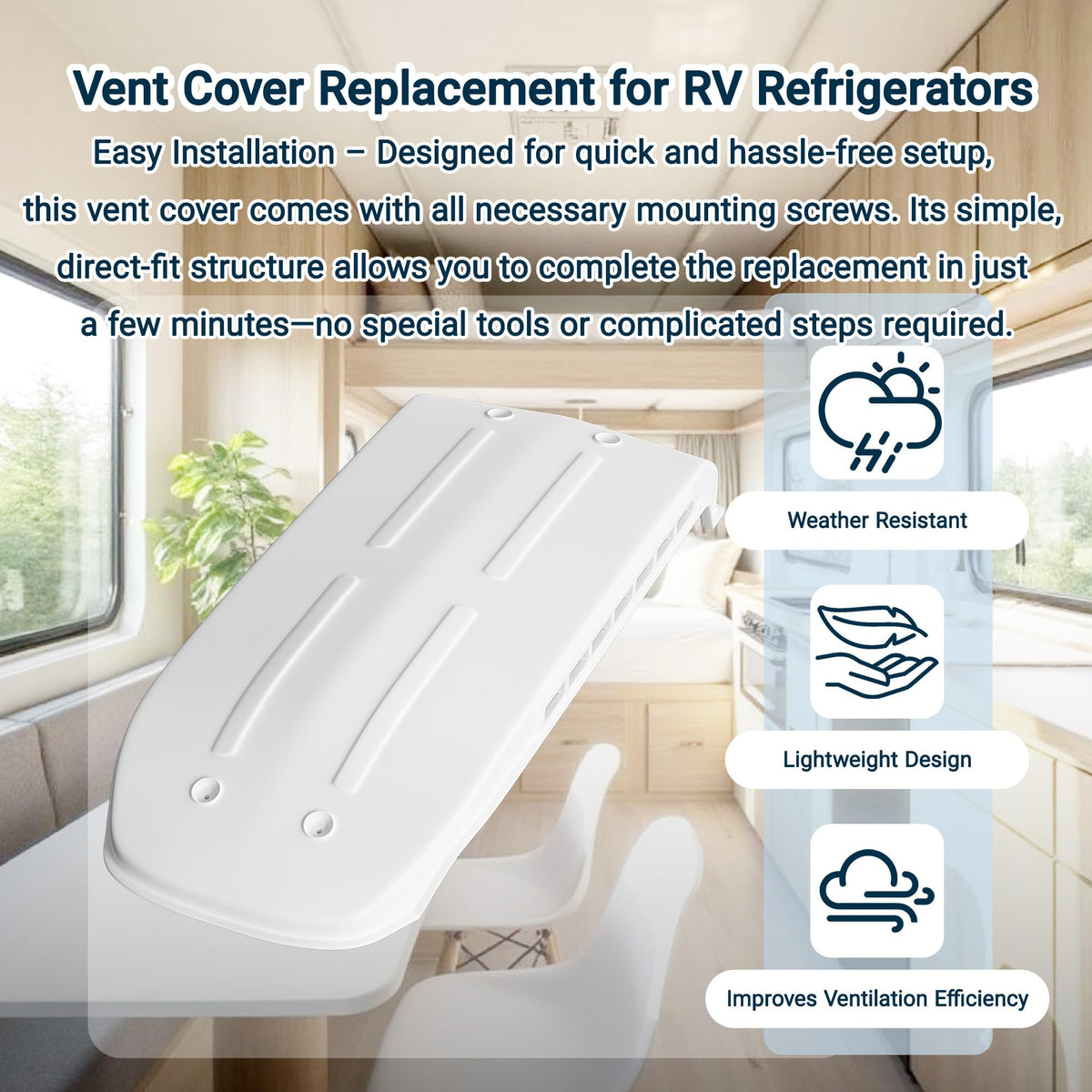 White RV Refrigerator Vent Cover Replacement V769916