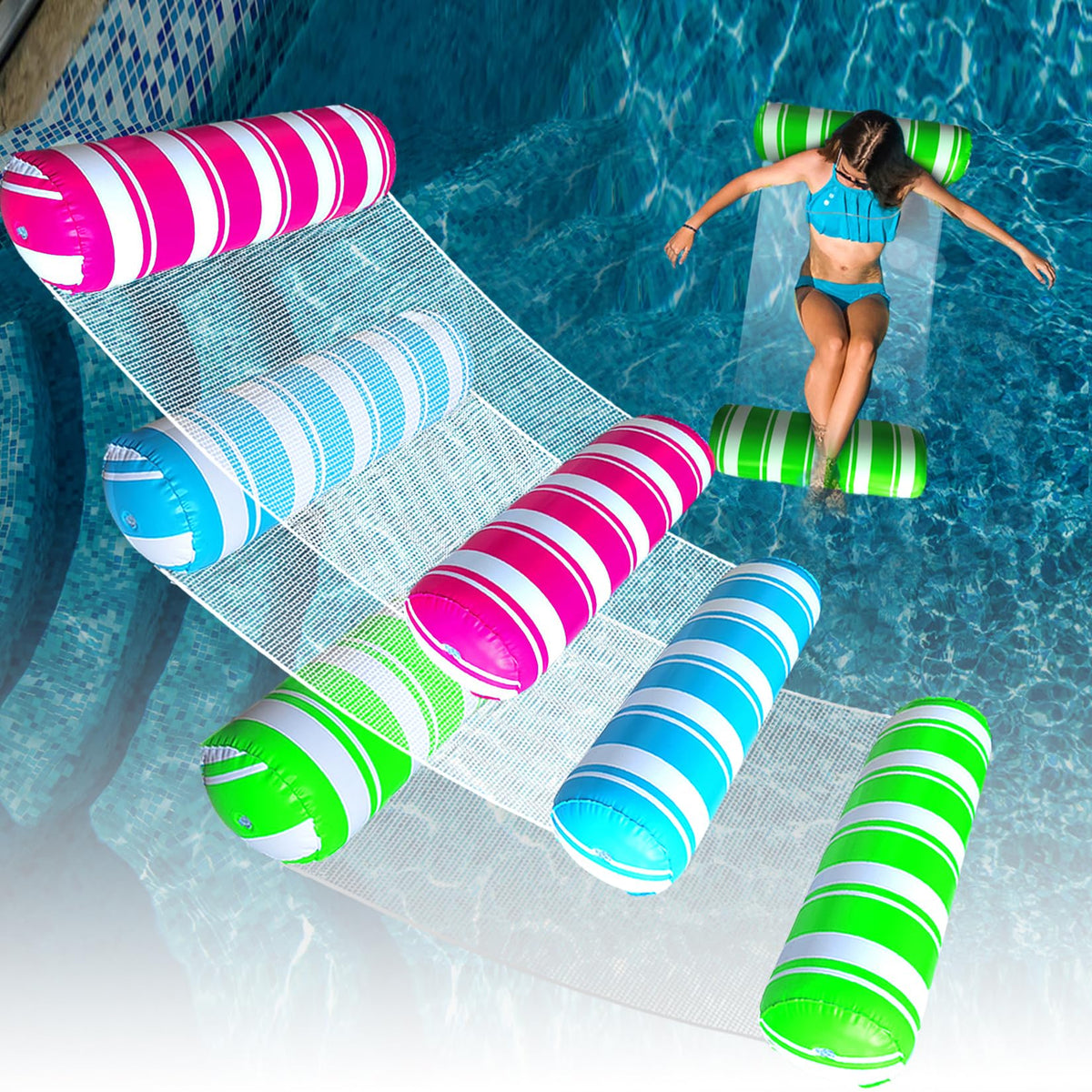 3 Pack Inflatable Pool Floats Adult Size Water Hammock C103