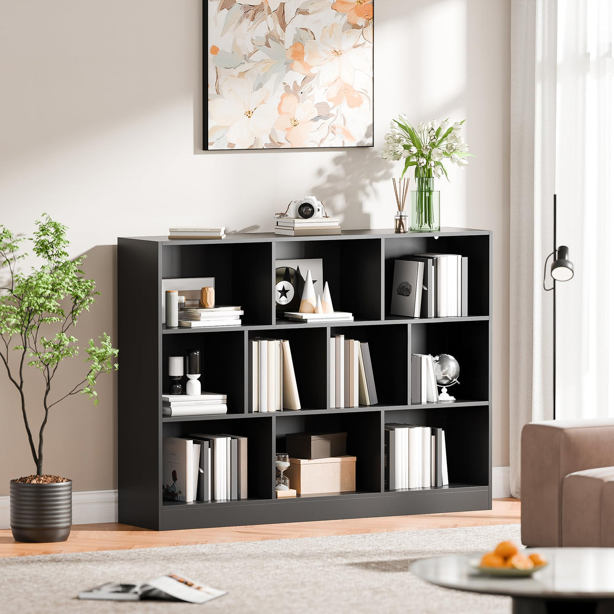 Black 3-Tier 10 Cube Storage Organizer Bookshelf U43888