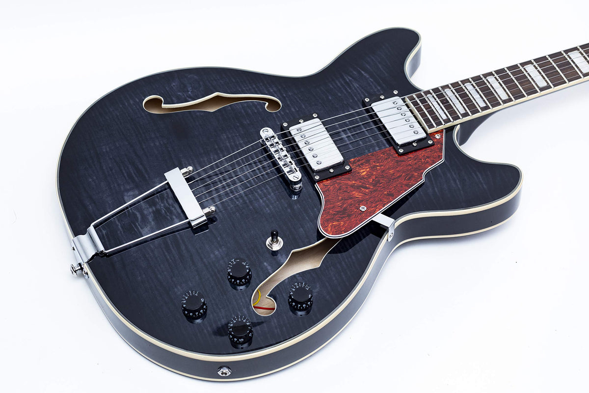 Black Semi-Hollow Body Electric Guitar with Gig Bag G786852