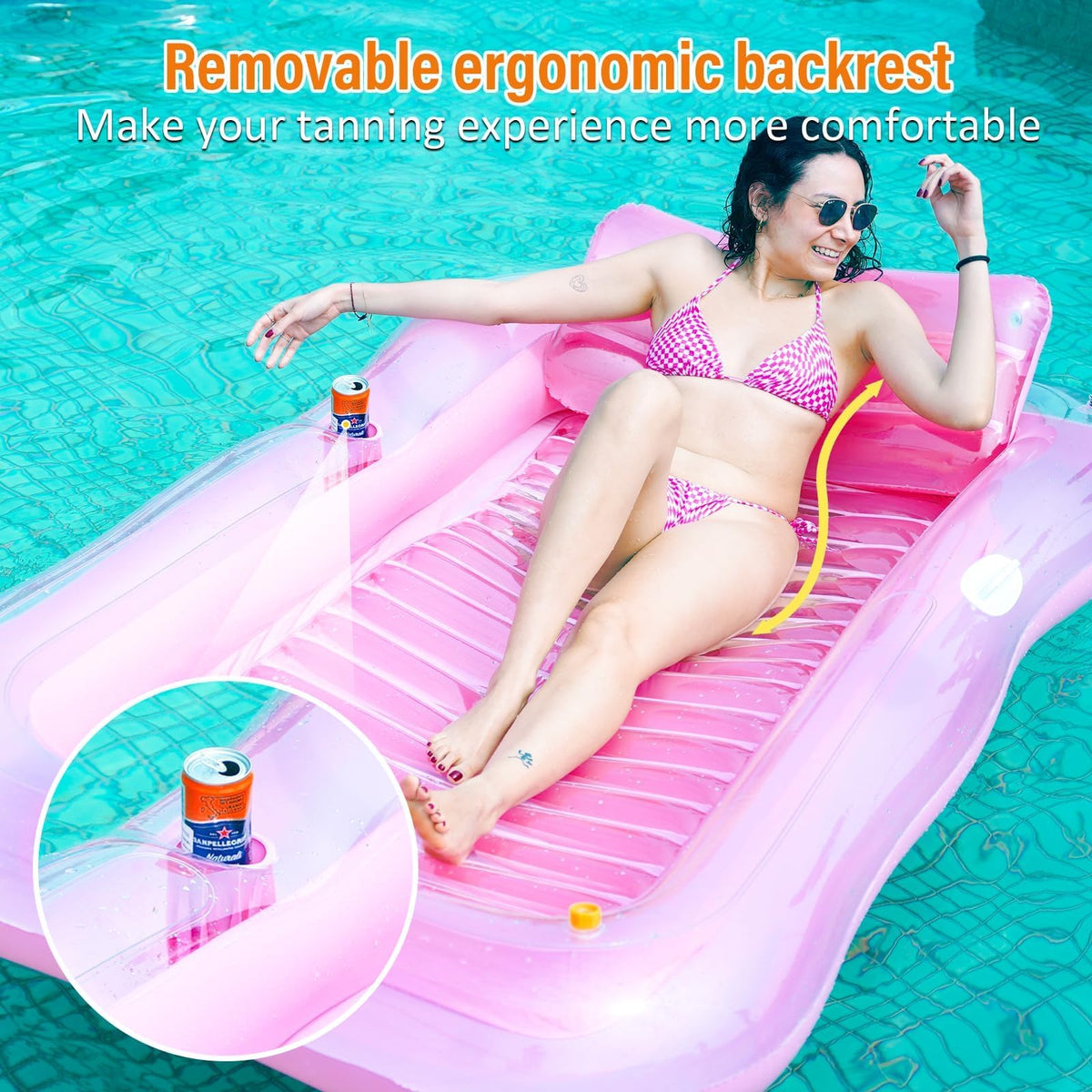 Inflatable Tanning Pool Lounger Float with Sprinkler U70131