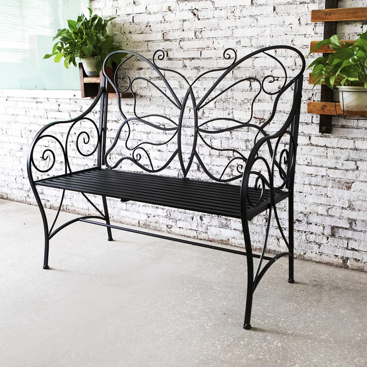 Outdoor Cast Iron Bench with Armrests Double Seats Z3090