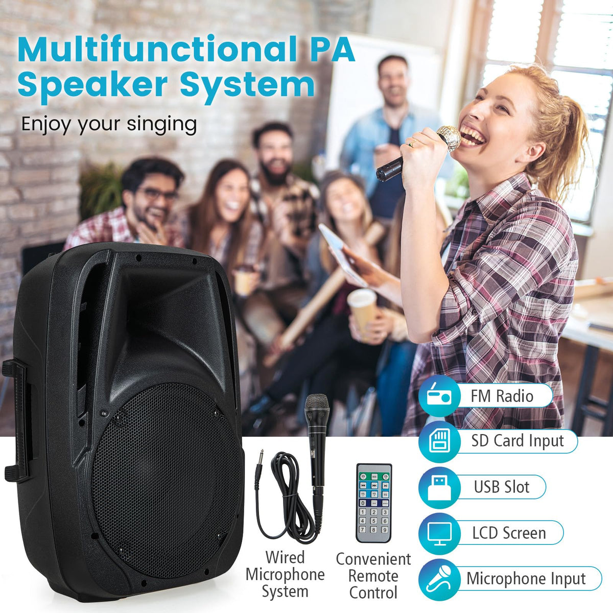 1600W 2-Way Powered PA Speaker System I69690