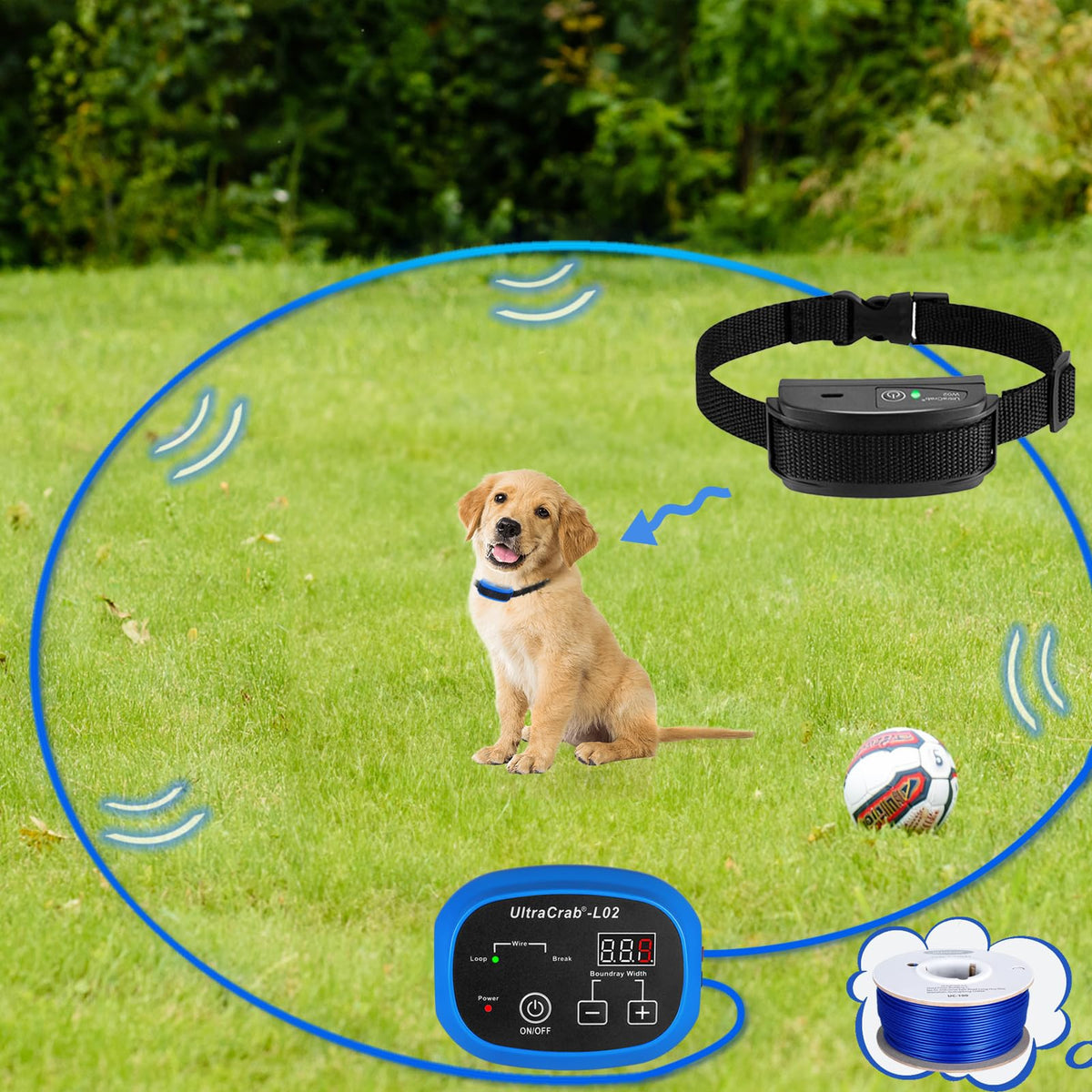 In-Ground Electric Dog Fence System with Waterproof Training Collar L615445