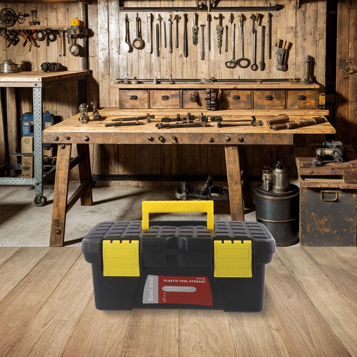 Black 10 Inch Plastic Tool Box Q843