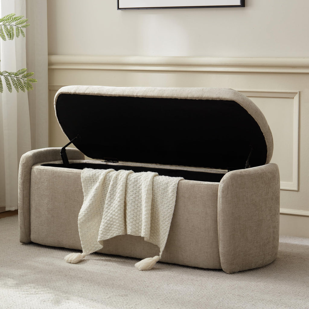 Khaki Upholstered Storage Bench V75555