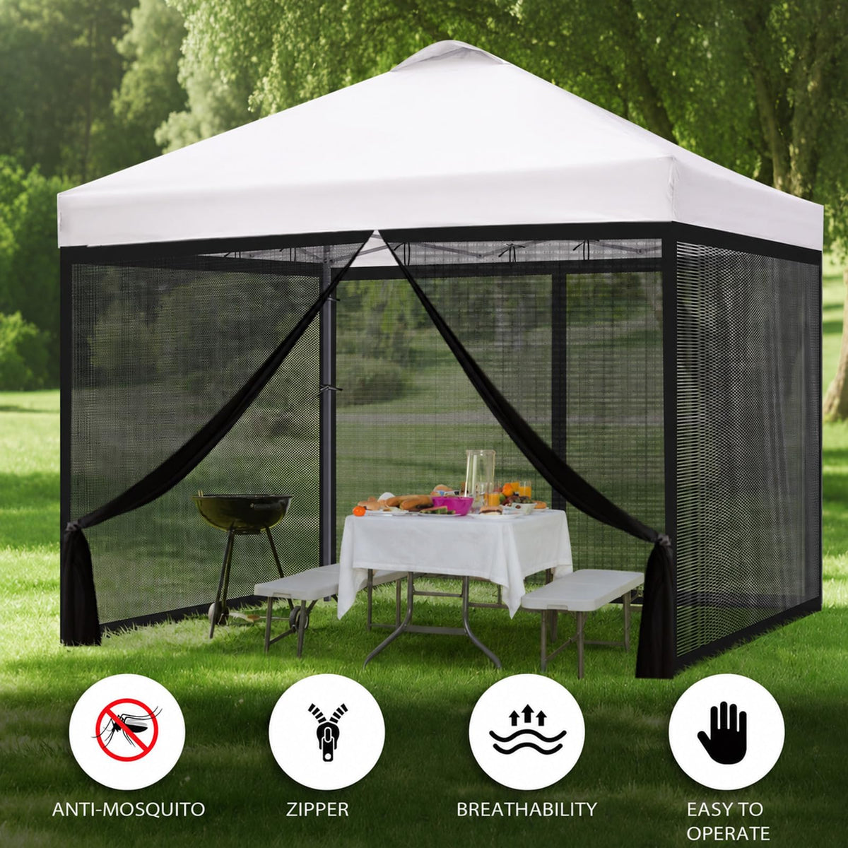 10x10 ft Black Mosquito Netting Canopy Enclosure M668