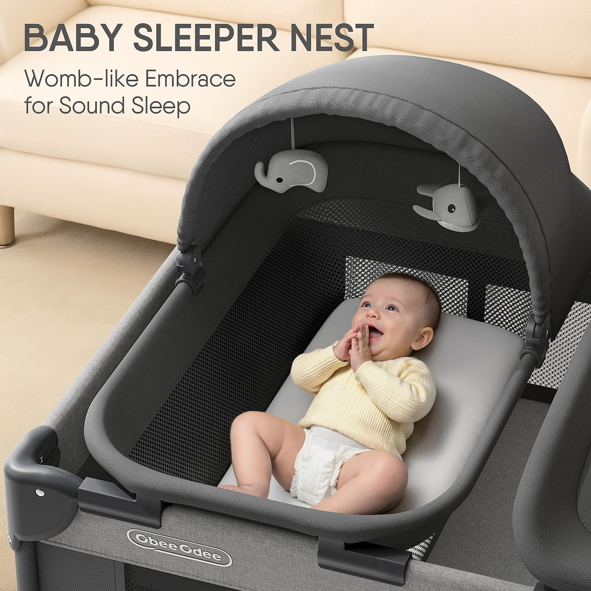Grey Baby Bassinet Playard J410124