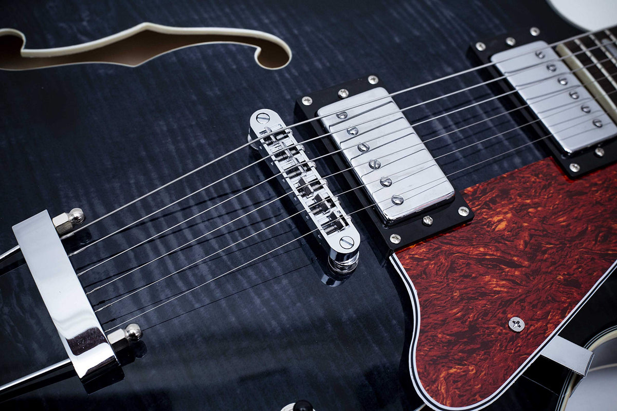 Black Semi-Hollow Body Electric Guitar with Gig Bag G786852