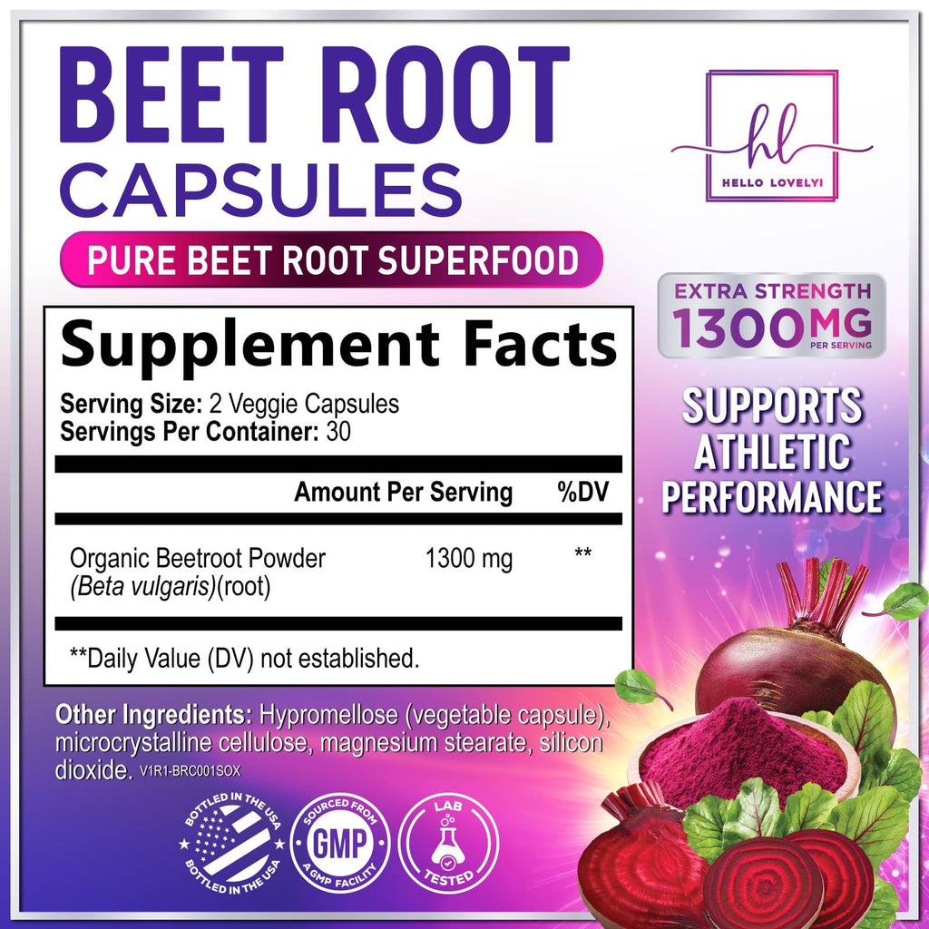 Organic Beet Root Capsules 1300mg 60 Capsules I560