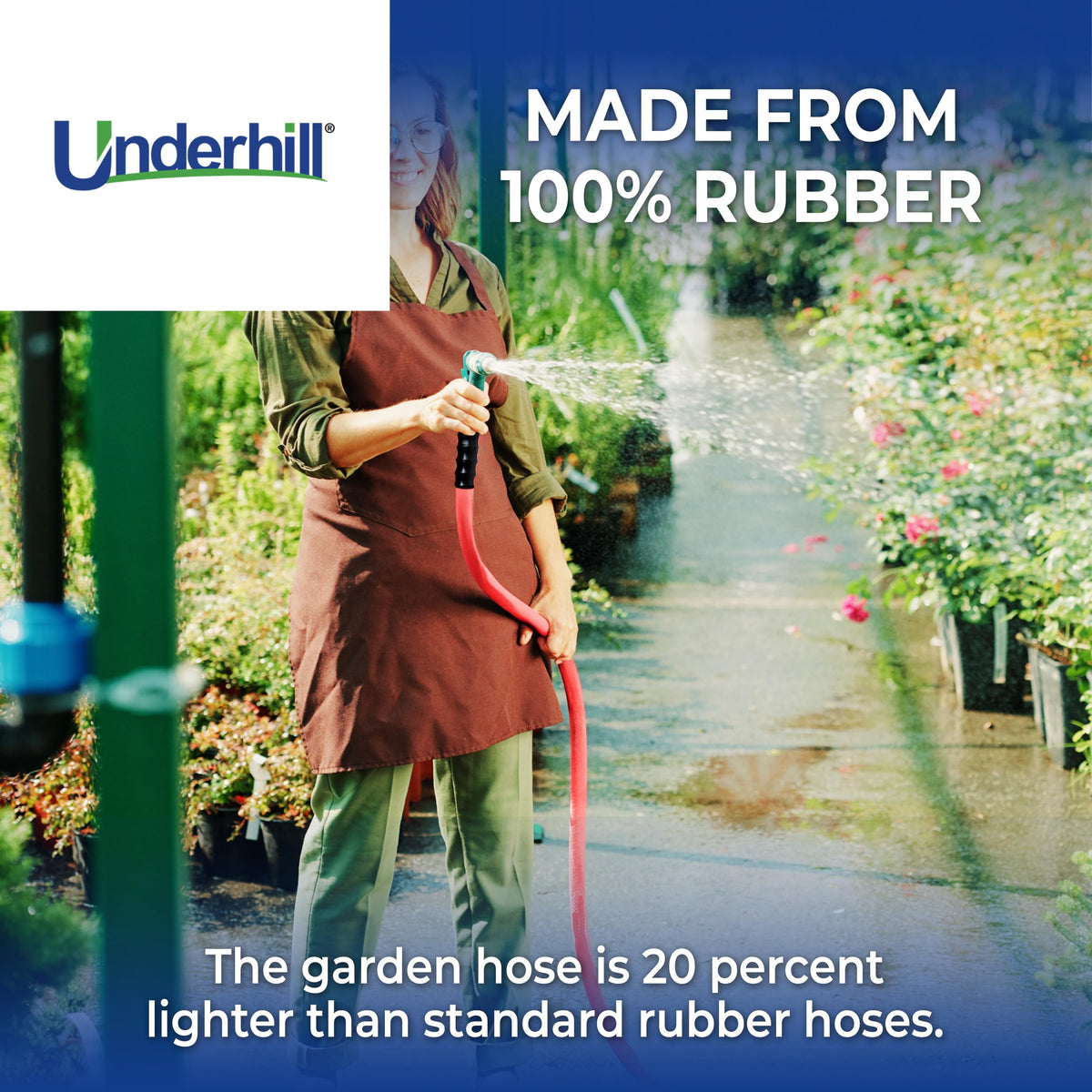 Heavy-Duty Rubber Garden Hose 3/4 Inch x 100 ft Red E71484