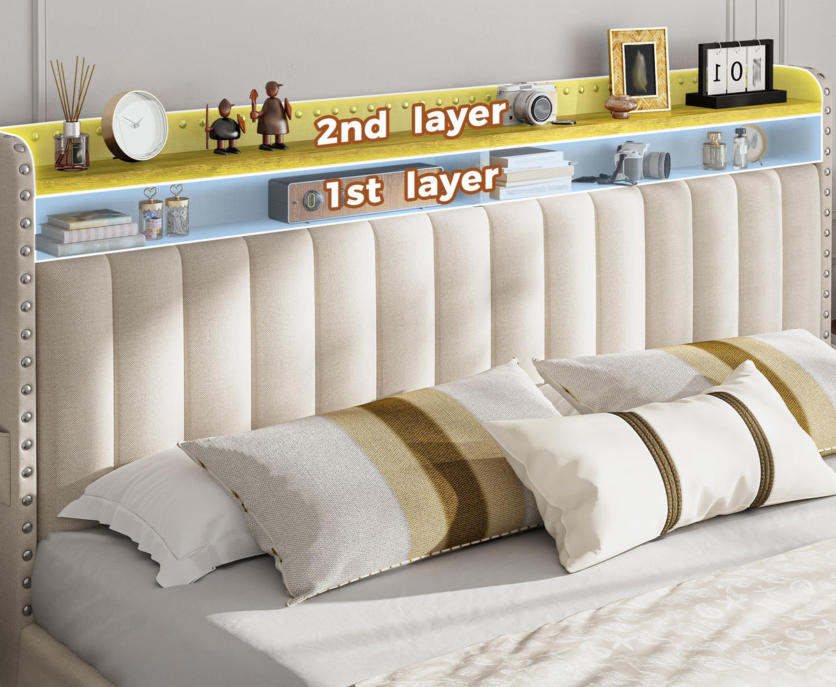 Queen Bed Frame with 3 Storage Drawers & Headboard X298