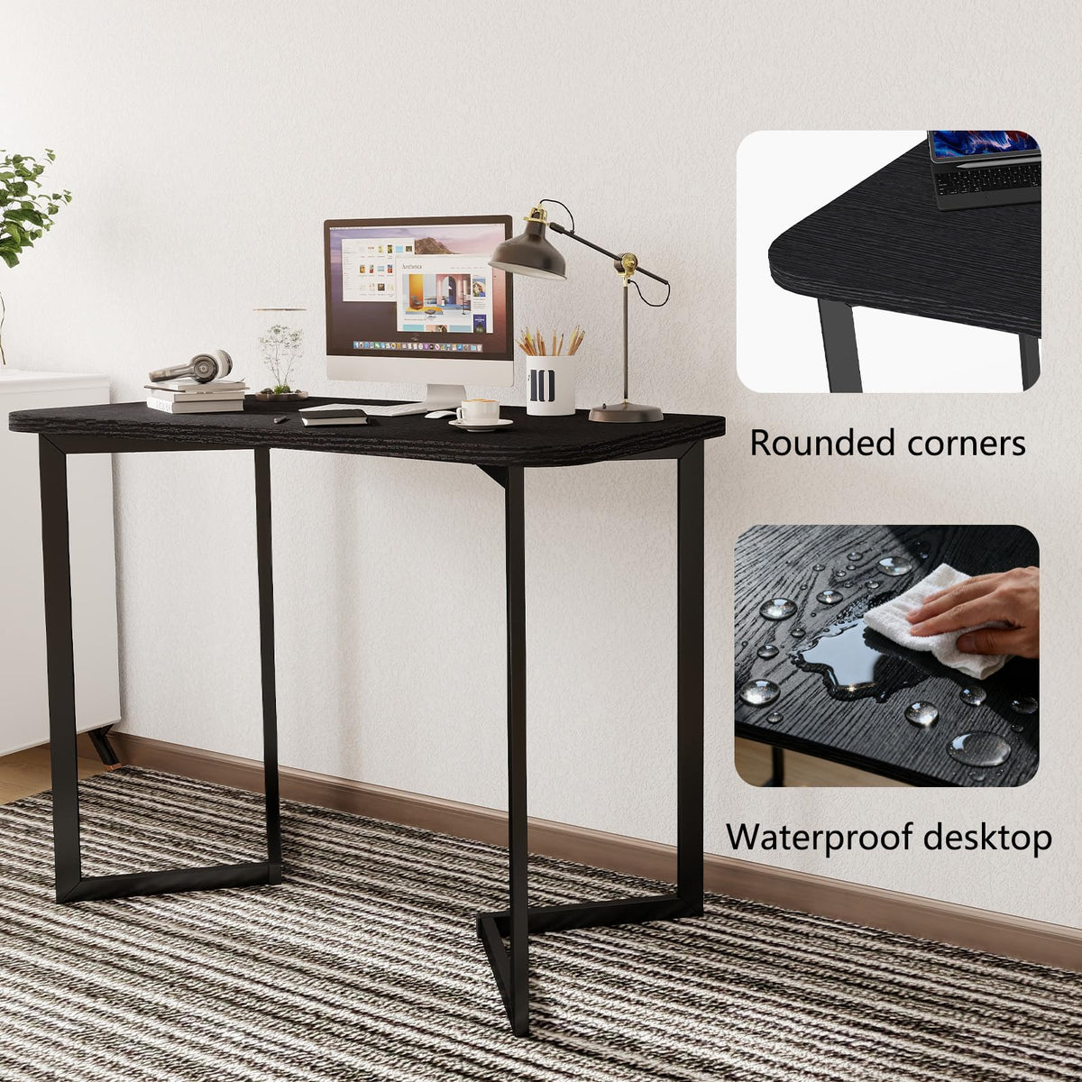40 Inch Black Computer Desk W7345