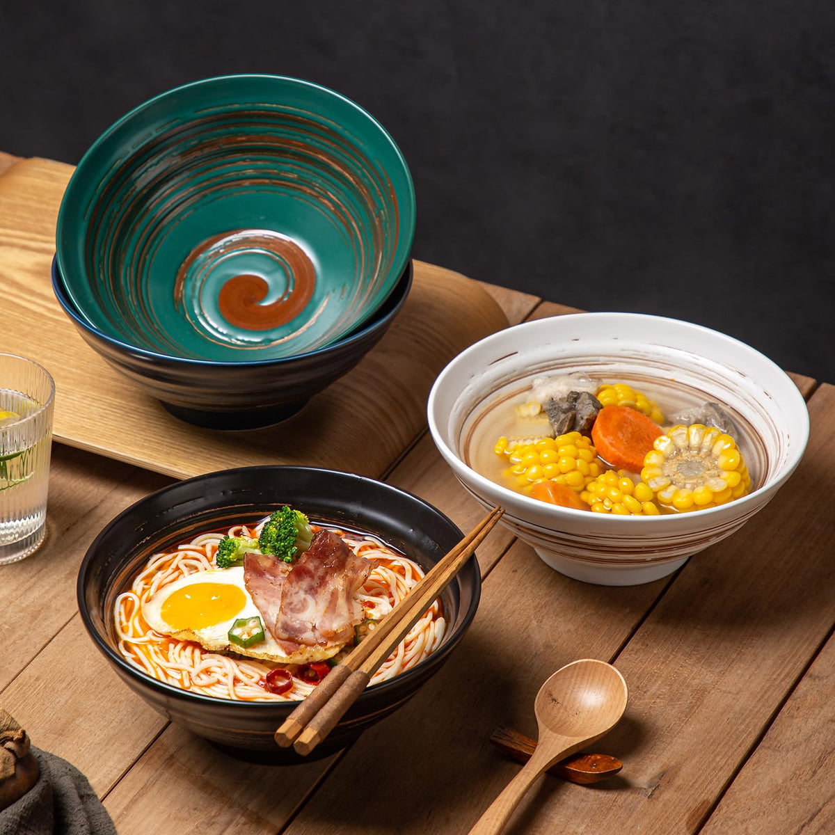 Multicolor Ceramic Ramen Bowl Set of 4 V50329
