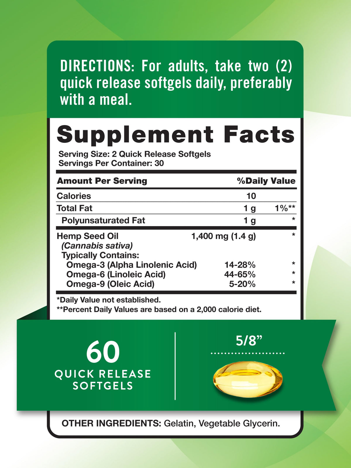 Hemp Oil Softgels 1400mg 60 Count Z194390